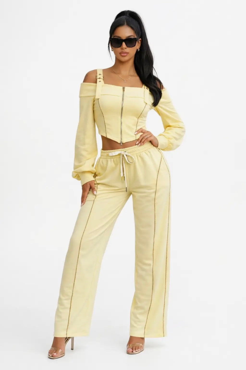 Yellow Off-Shoulder Tracksuit