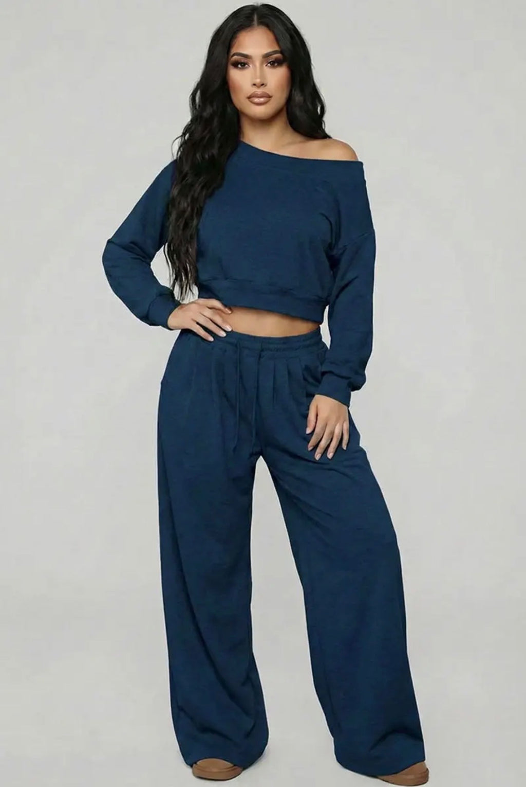 Navy Blue Off-Shoulder Lounge