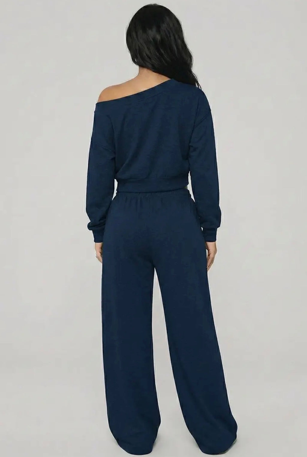 Off-Shoulder Lounge Set — Navy