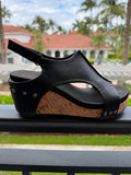 Studded Cork Platform Wedge Sandal — Black