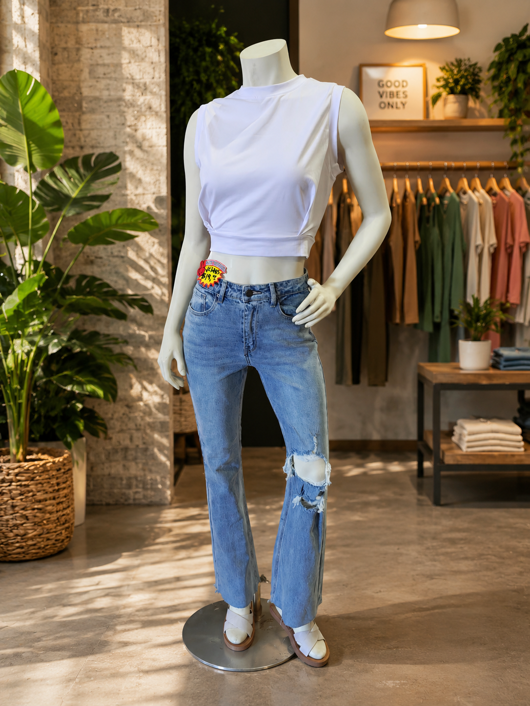 Floral Corset Top with Ripped Jeans best seller